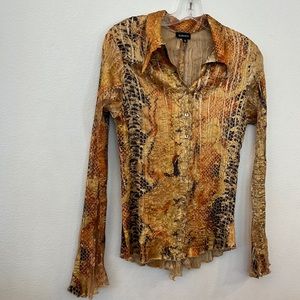 Gold snake skin and lace blouse
